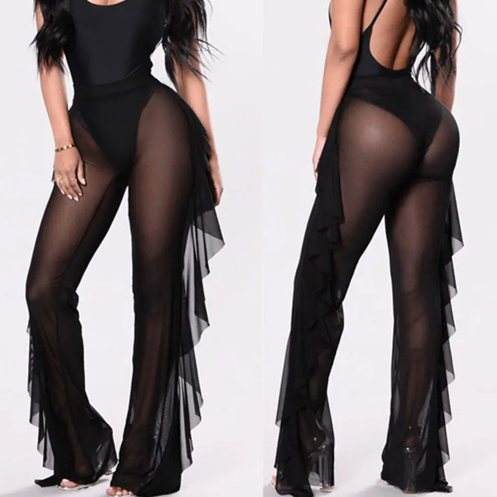 Sheer Seduction Pants - Mesh Drawstring Style