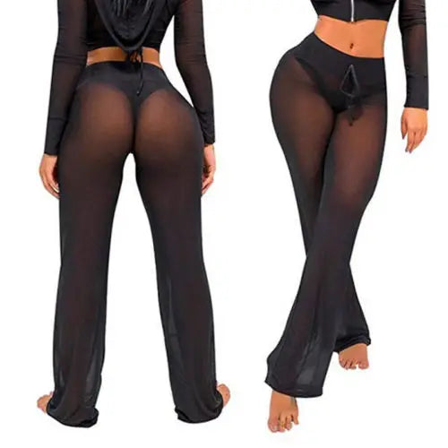Sheer Seduction Pants - Mesh Drawstring Style