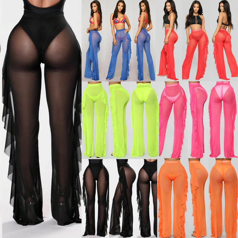Sheer Seduction Pants - Mesh Drawstring Style