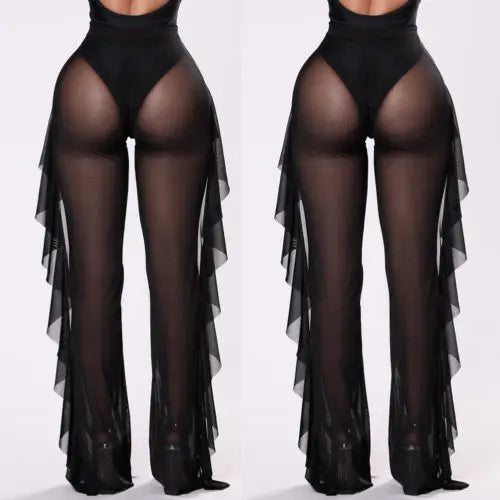 Sheer Seduction Pants - Mesh Drawstring Style