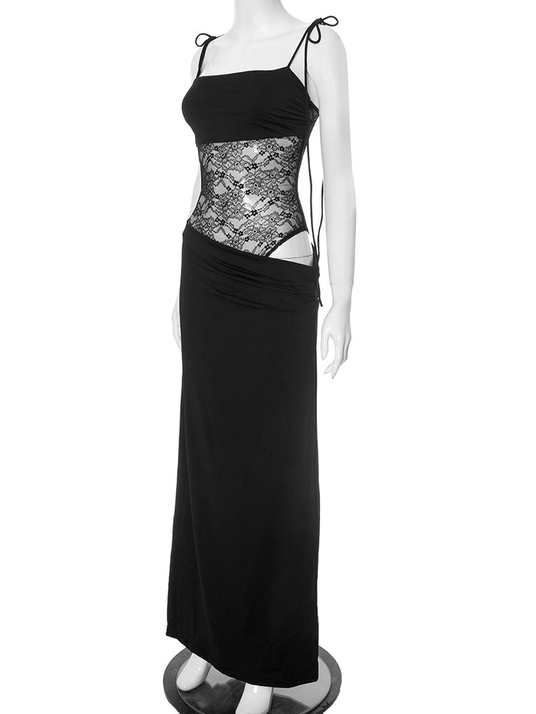 Alluring Burgundy Lace Maxi Dress