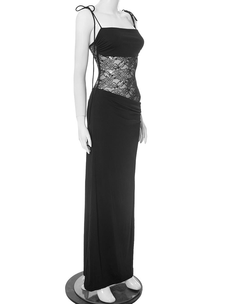 Alluring Burgundy Lace Maxi Dress