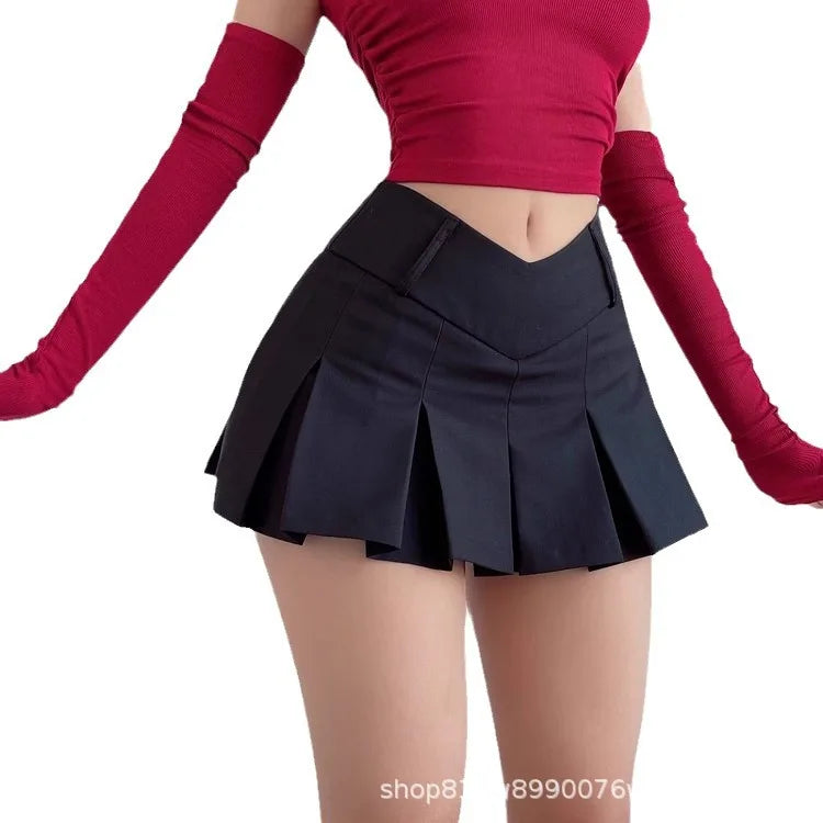 Raven Pleat Skirt - High Waist Mini