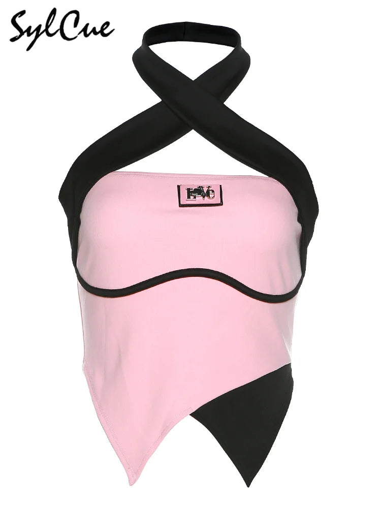 Chic Pink Halter Crop Top