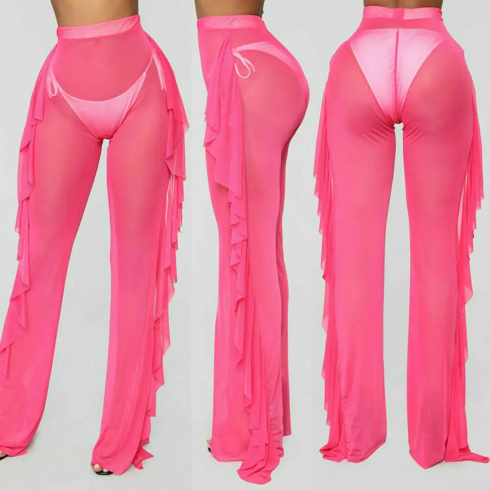 Sheer Seduction Pants - Mesh Drawstring Style