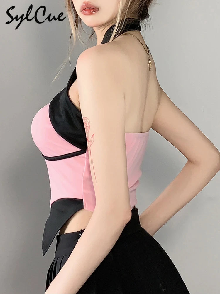 Chic Pink Halter Crop Top
