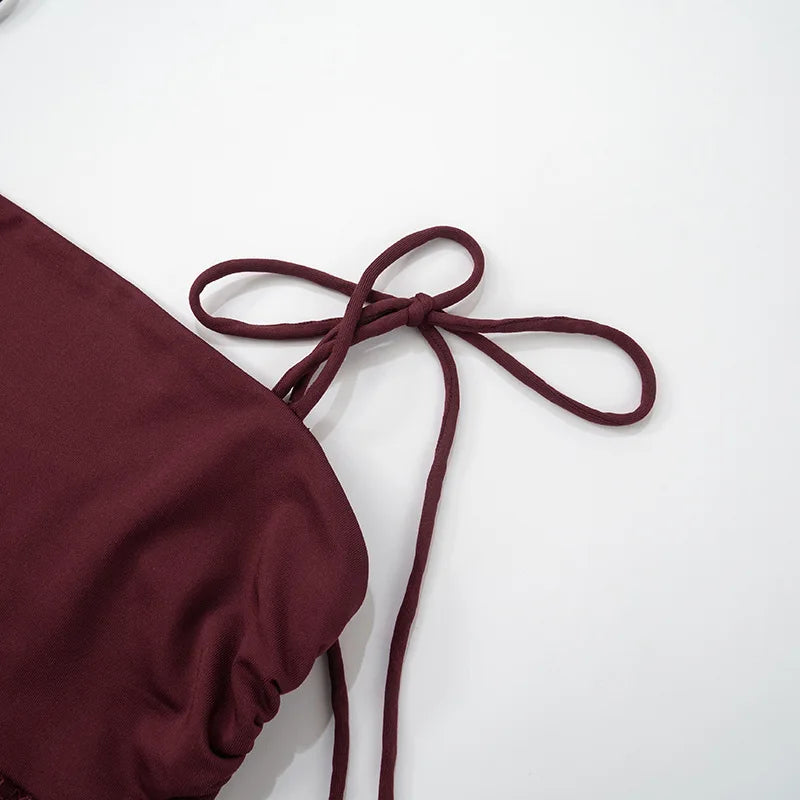 Alluring Burgundy Lace Maxi Dress