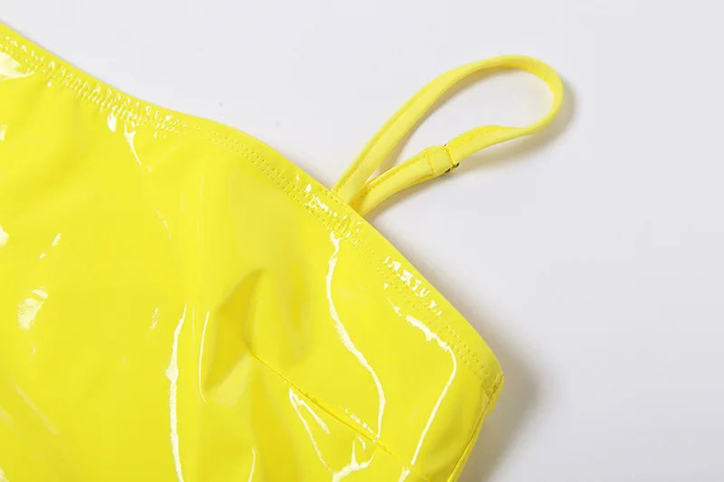 Vibrant Yellow Patent Mini Dress