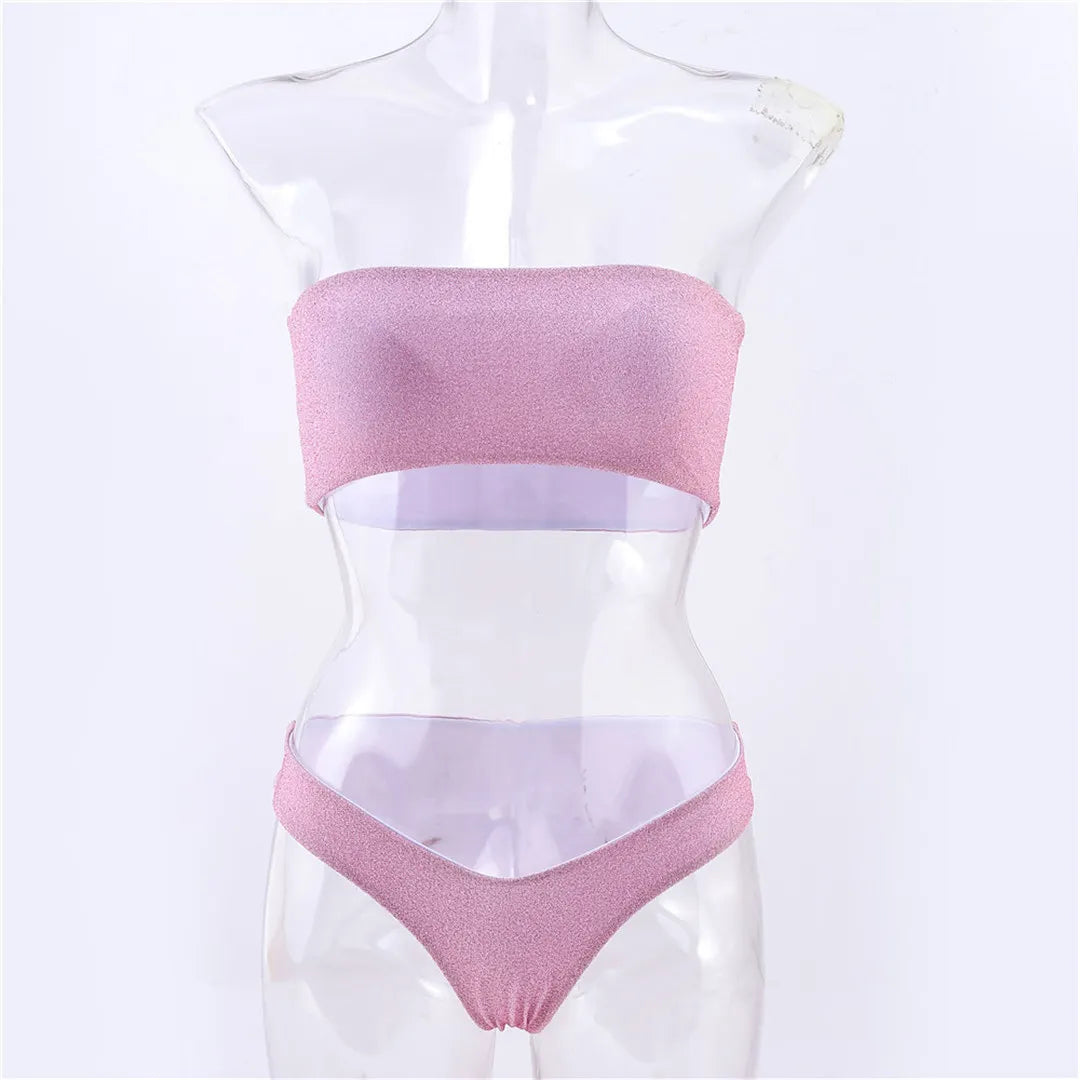 Golden Wave Bikini - Metallic Bandeau Set