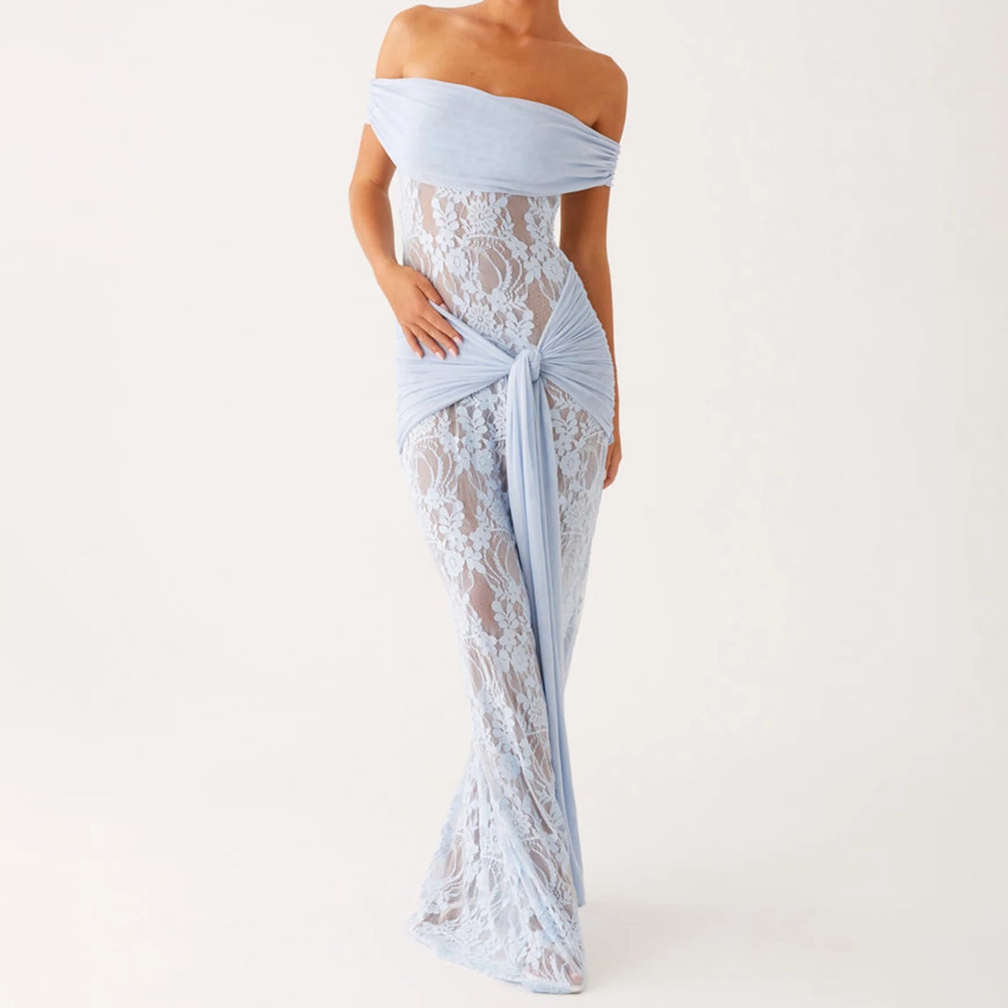 Elegant Off-Shoulder Lace Maxi Dress