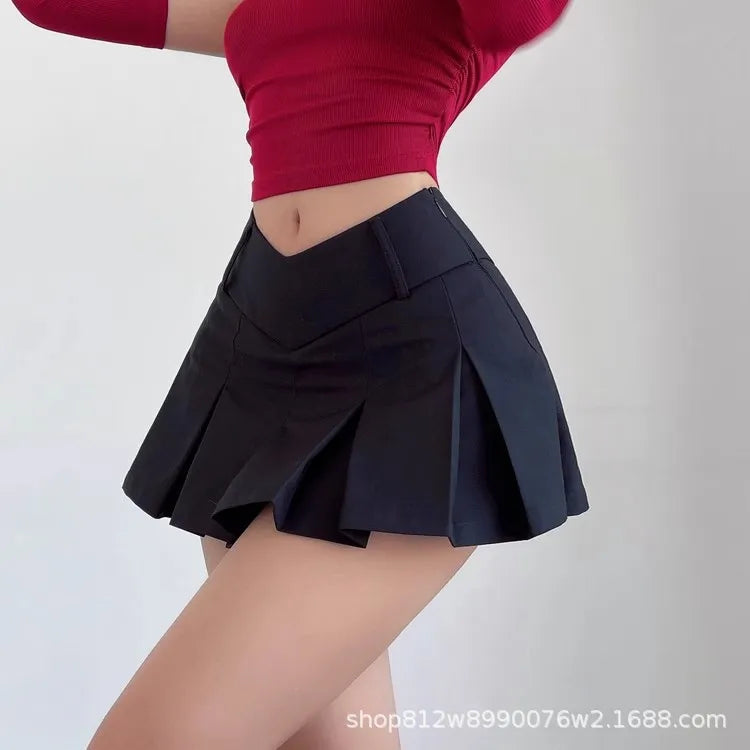 Raven Pleat Skirt - High Waist Mini