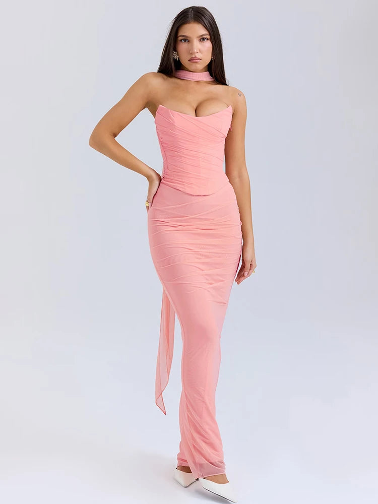 Celestial Flow Gown - Halter Chiffon Maxi