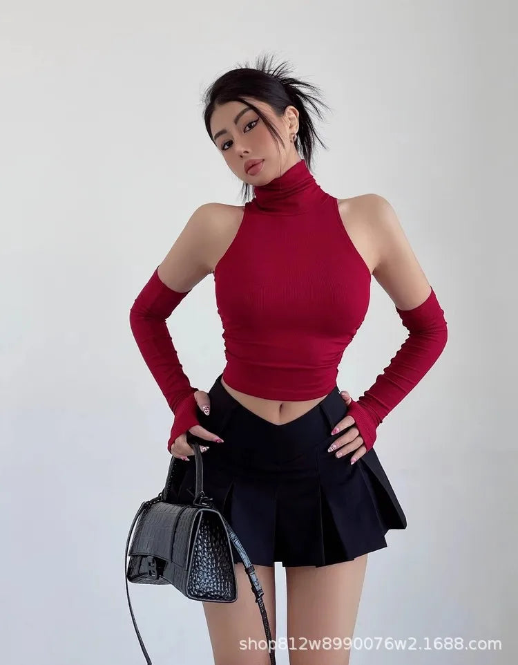 Raven Pleat Skirt - High Waist Mini