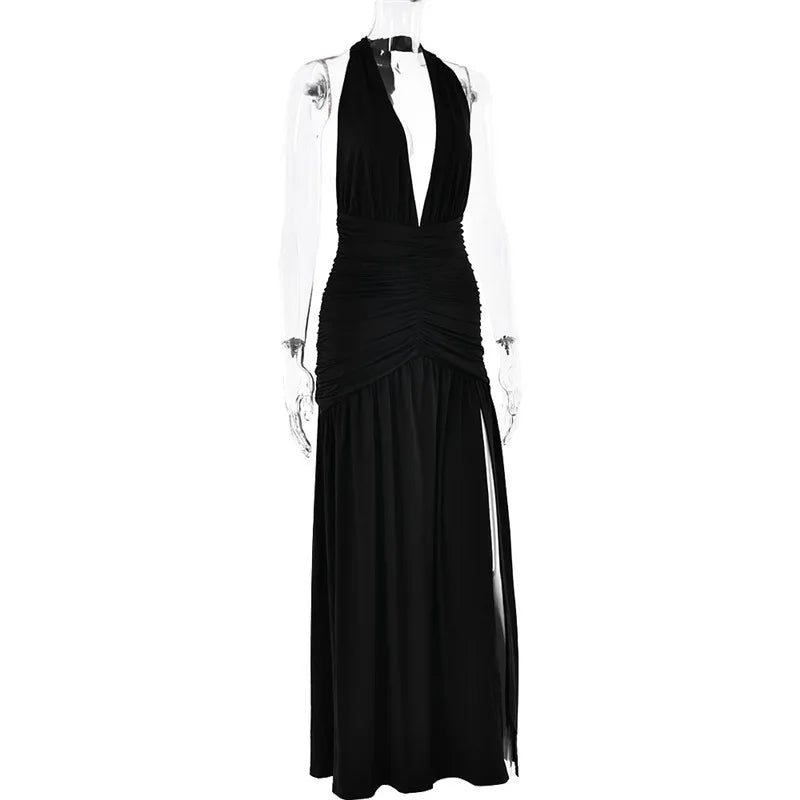 Vixen Slit Gown - Deep V-Neck Maxi