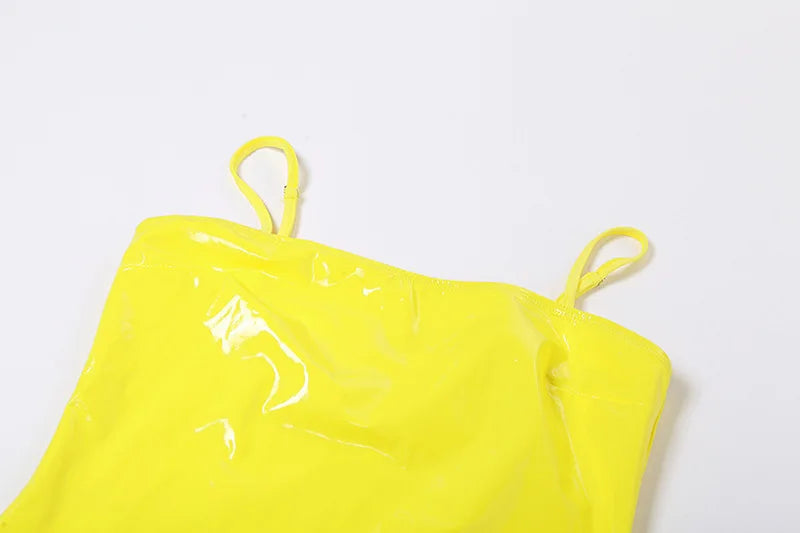 Vibrant Yellow Patent Mini Dress