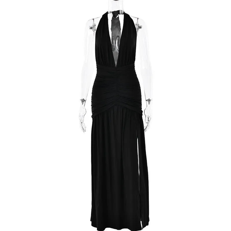 Vixen Slit Gown - Deep V-Neck Maxi