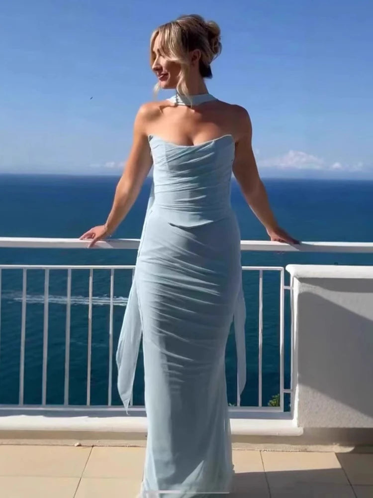 Celestial Flow Gown - Halter Chiffon Maxi