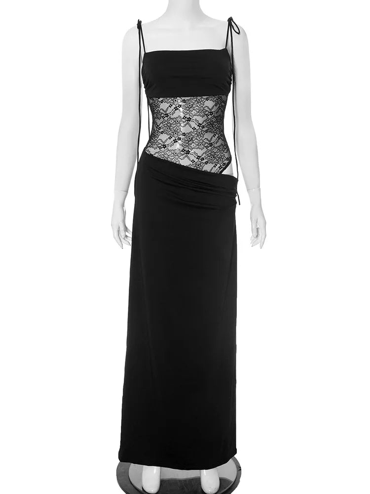 Alluring Burgundy Lace Maxi Dress
