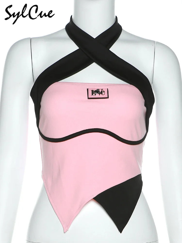 Chic Pink Halter Crop Top