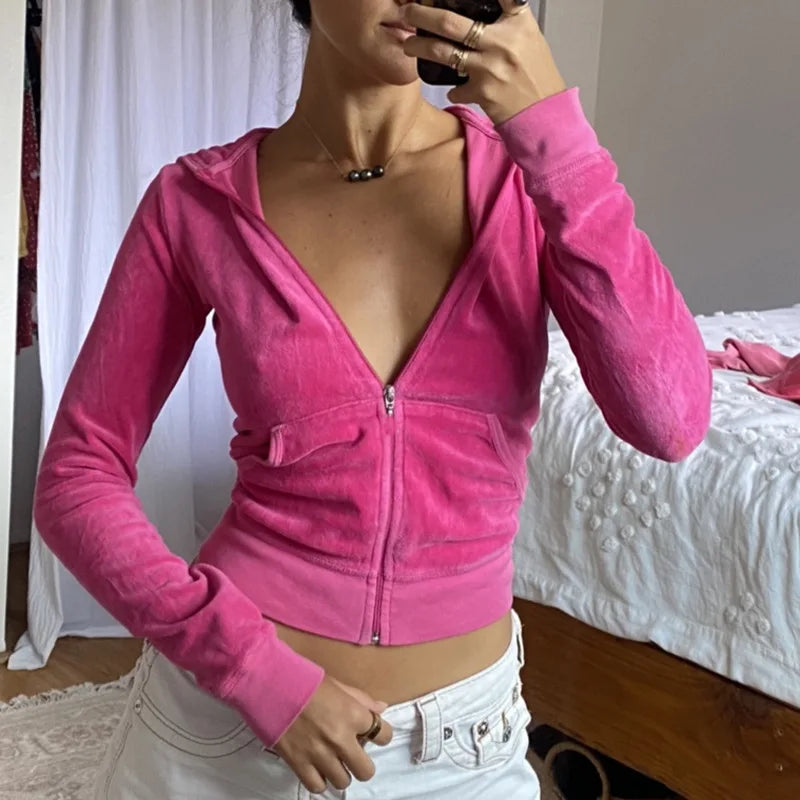 Velvet Vibe Jacket - Plush Zip-Up Layer