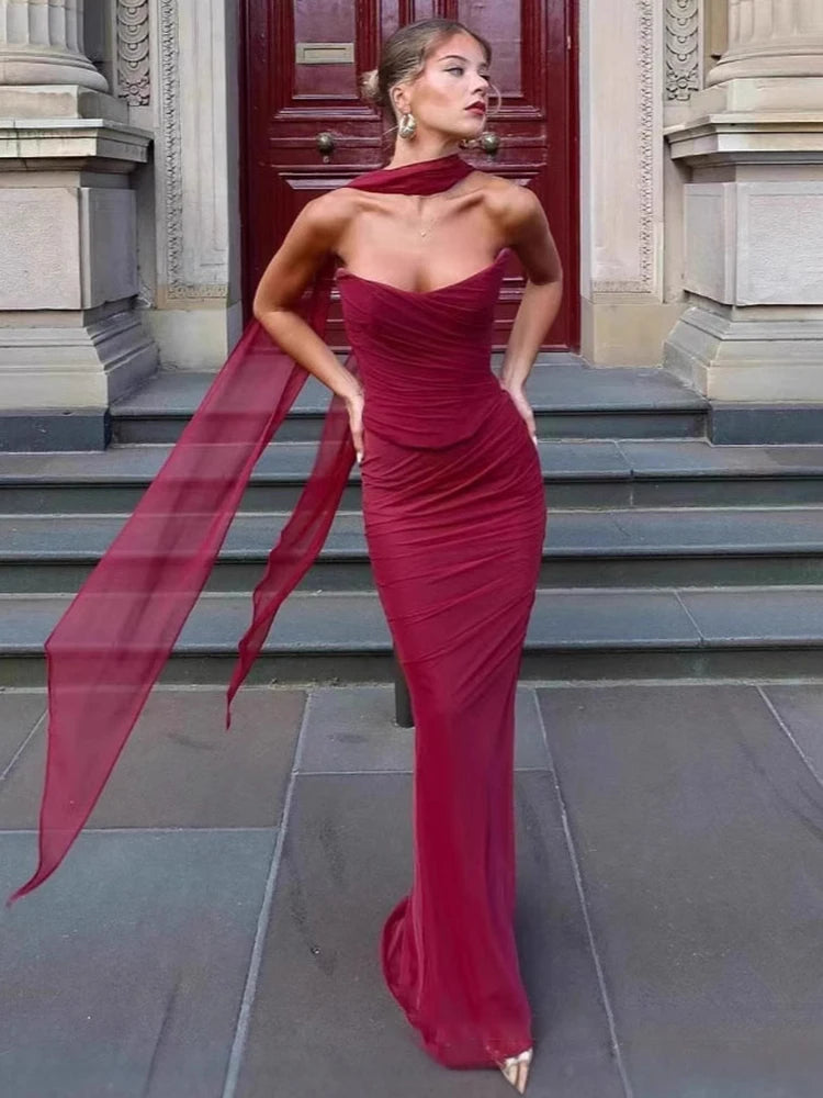 Celestial Flow Gown - Halter Chiffon Maxi