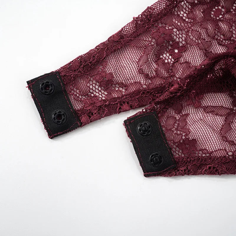 Alluring Burgundy Lace Maxi Dress