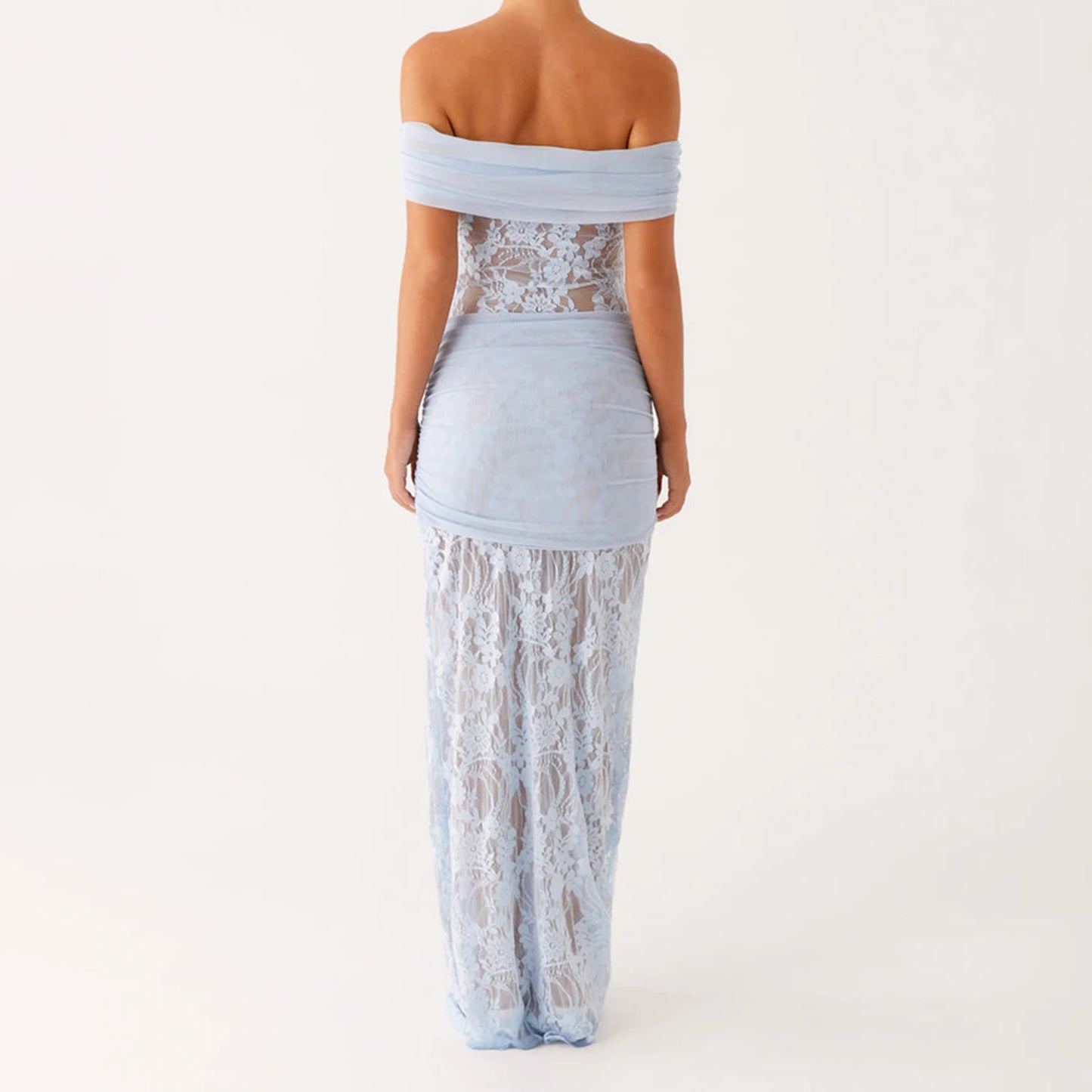 Elegant Off-Shoulder Lace Maxi Dress