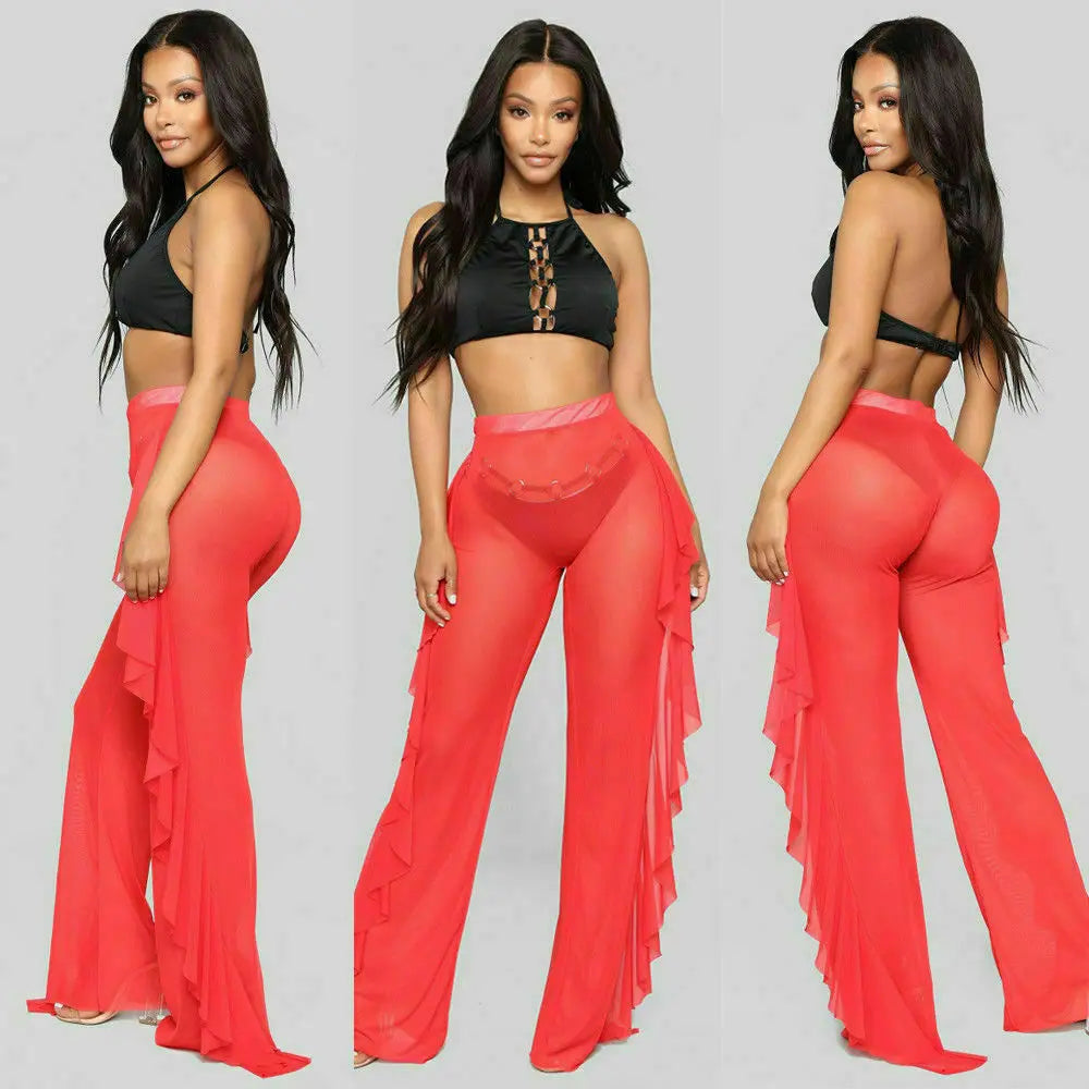 Sheer Seduction Pants - Mesh Drawstring Style