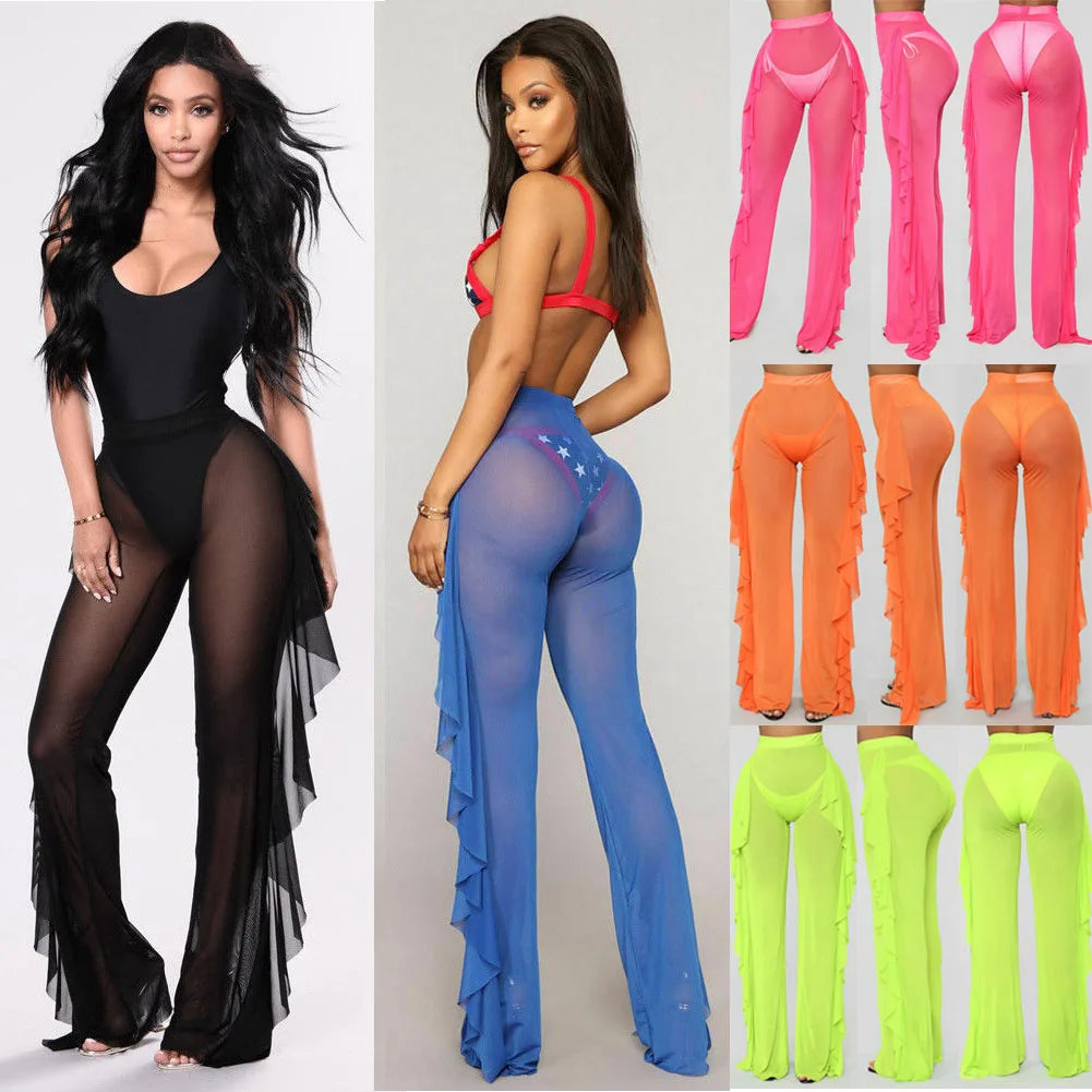 Sheer Seduction Pants - Mesh Drawstring Style