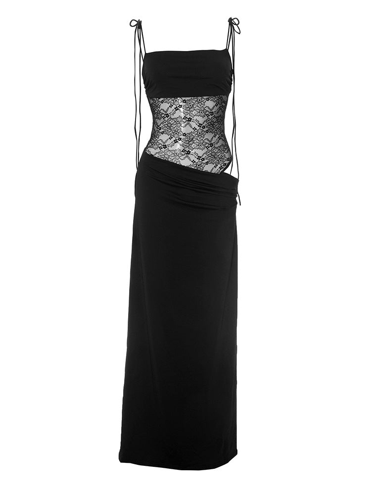 Alluring Burgundy Lace Maxi Dress