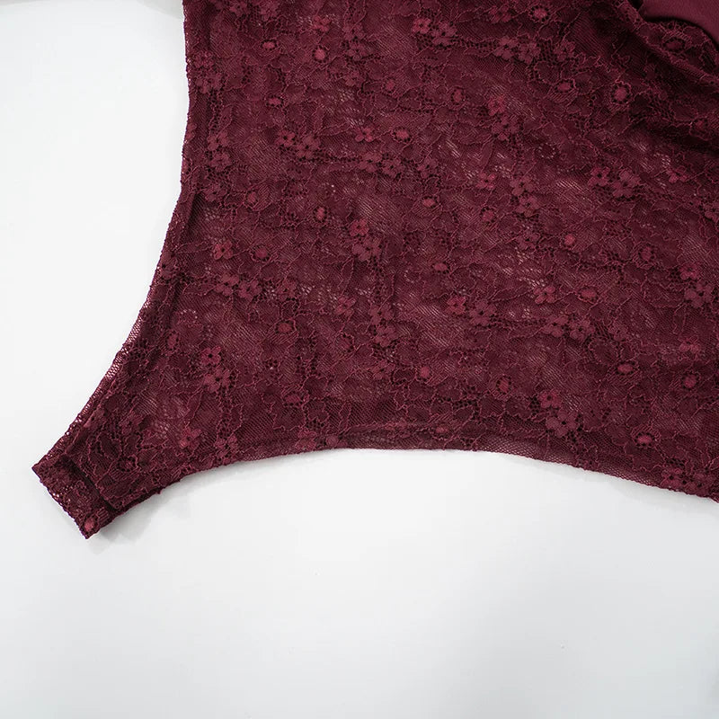 Alluring Burgundy Lace Maxi Dress