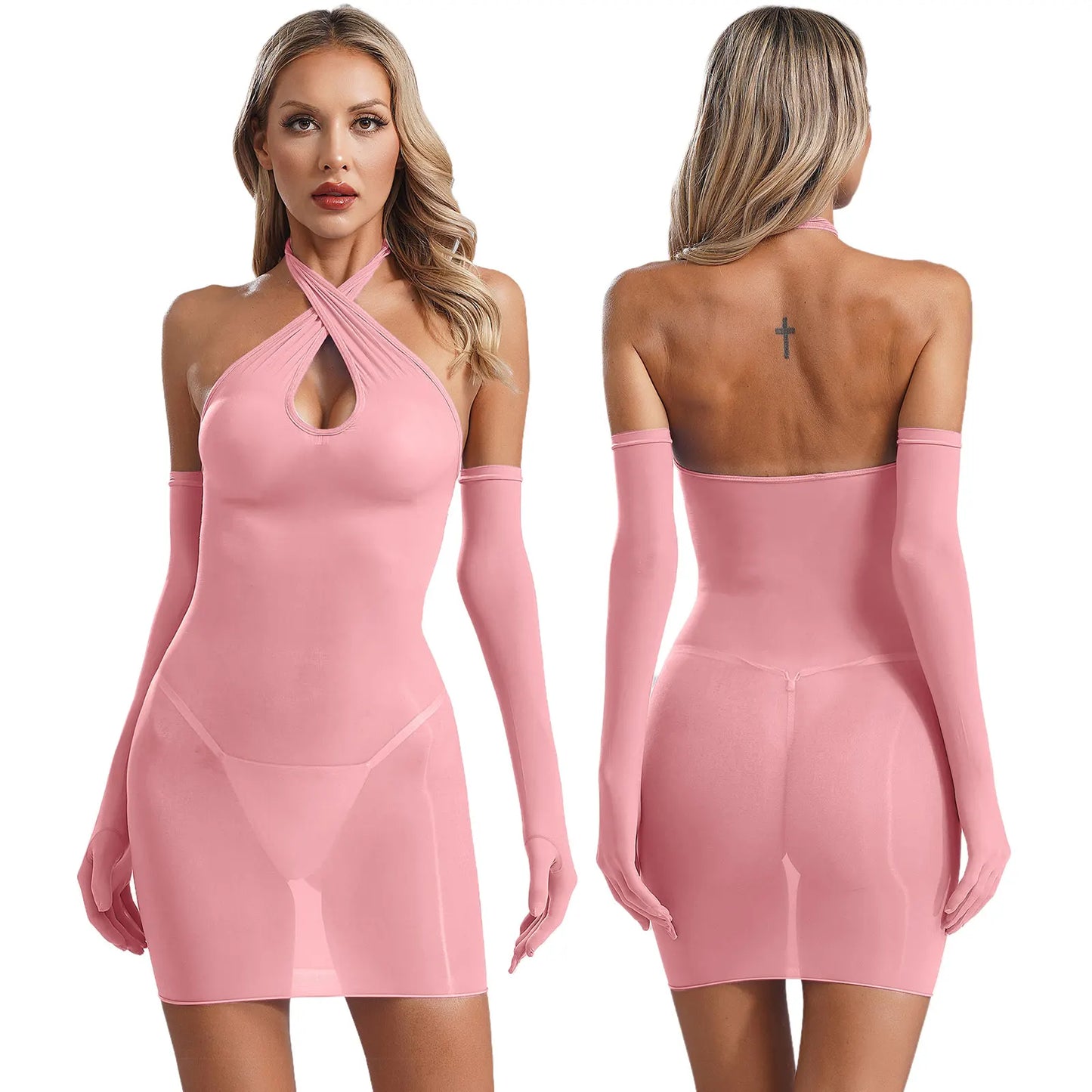 Sheer Crisscross Mini Dress
