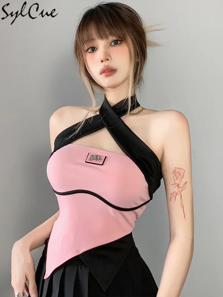 Chic Pink Halter Crop Top